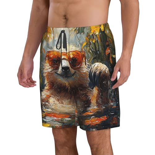 Men's Swim Trunks Beach Board Shorts Swimming Quick Dry - Sloth Pool Art2