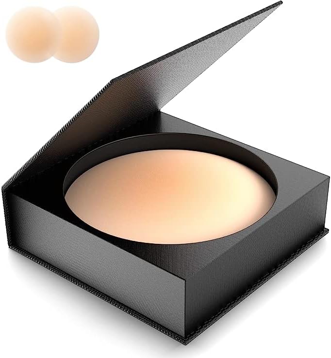 Cubierta para pezón Pasties de silicona adhesiva reutilizable Caja magnética de viaje Nude, Desnudo