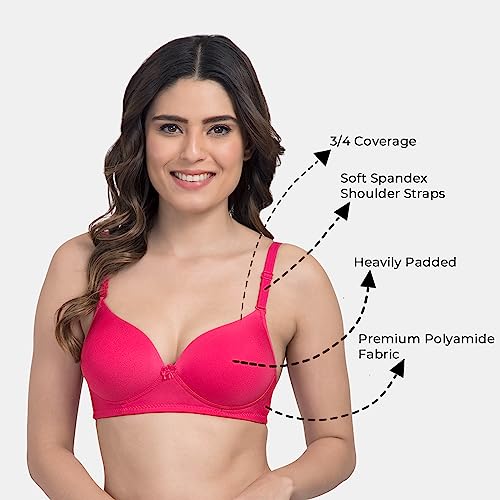 Image of Tweens - Heavily Padded Semi Push-Up Bra - Polyamide Fabric - 3 /4th Coverage, Wireless, Multiway Straps, Seamless - Everyday T-Shirt Bra
