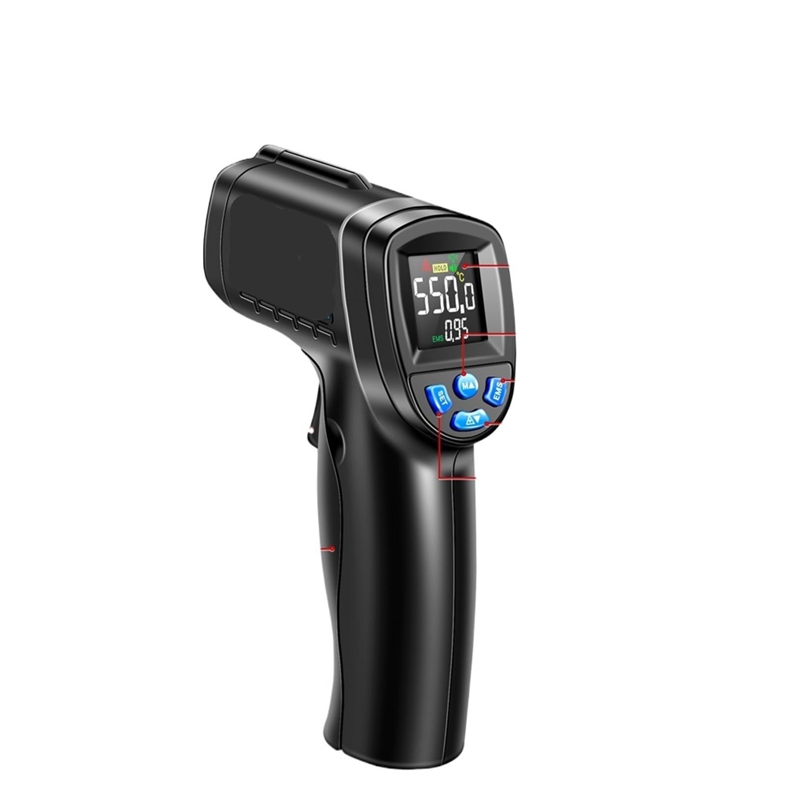 TH104 Termometro portatile a infrarossi con sensore IR, temperatura -50~550℃, termocamera, schermo VA, pirometro