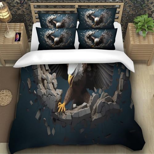 Housse de couette aigle 3D parure de lit microfibre luxe 140x200 - 5