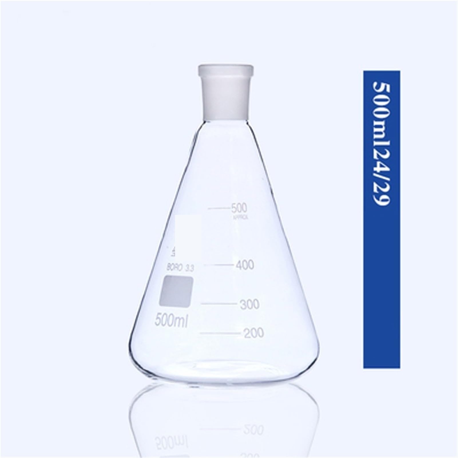 Matraz Erlenmeyer Graduado de Borosilicato, Matraz cónico de vidrio de calibre estándar Junta de vidrio esmerilado Laboratorio Frasco triangular Vaso medidor Equipo de laboratorio(2000ml Caliber 29mm)