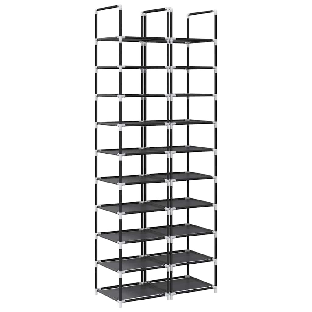 Set di 2 scarpiere a 10 ripiani, 33 x 33 x 174 cm, in tessuto | Mensola salvaspazio in tessuto a 10 ripiani per corridoio e camera da letto. I robusti tubi in acciaio offrono ordine per le