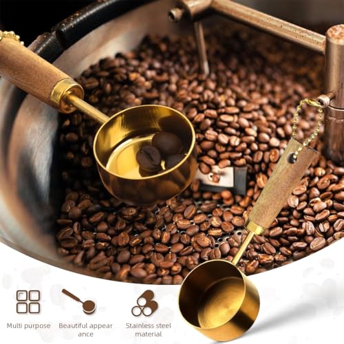 Image of Supvox Spoon Set for Kitchen 2Pcs 15ml Wooden Handle Stainless Steel Coffee Bean Spoon Measuring Spoons Set Utility Scoop for Food, Ingredients, Flour, Spices