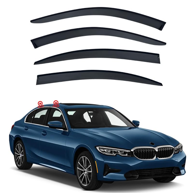 Amazon | サイドバイザー B-M-W 3 シリーズ G20 2020-2023+ サイドドア 