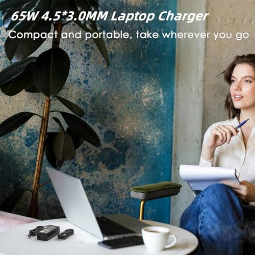 Cargador HP 65W con conector de 4.5mm resistente a sobretensiones para Probook 6