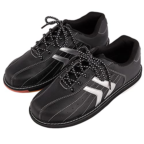 VEACAM Women's Men's Bowling Shoes Lightweight Breathable Bowling Athletic Shoes Casual Walking Shoes,Black,8.5