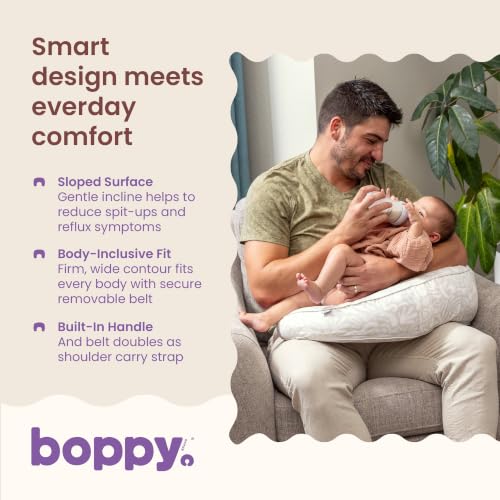 Image of Boppy Uplift Nursing Pillow, Inclined Feeding Support for Reflux Symptoms | Wedge Bottle & Breastfeeding Pillow, Reduce Spit-Up, Reflux Symptoms, Baby Safety Alliance Verified - Cream Retro Squiggles