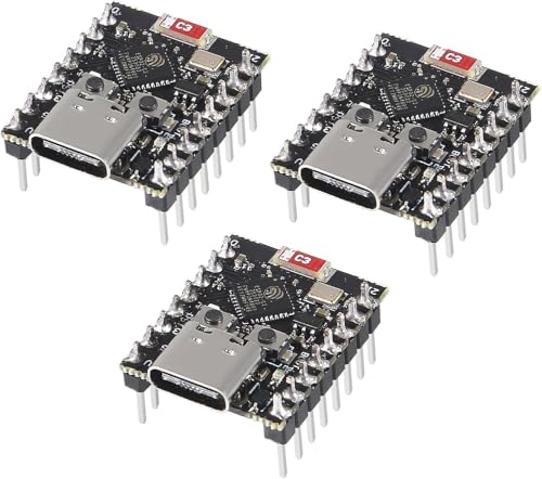 DUBEUYEW 3 Stück ESP32 ESP32-C3 Entwicklungsboard Mini ESP32 C3 Unterstützt WiFi Bluetooth Kompatibel mit Arduino(gelötet)