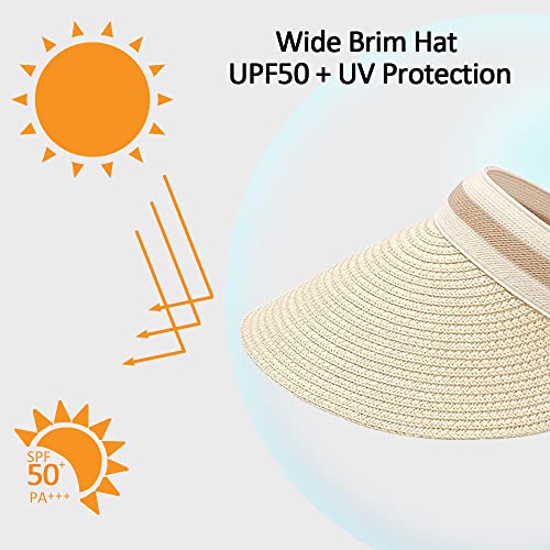Visera de verano para mujer, sombrero de paja miniatura 4