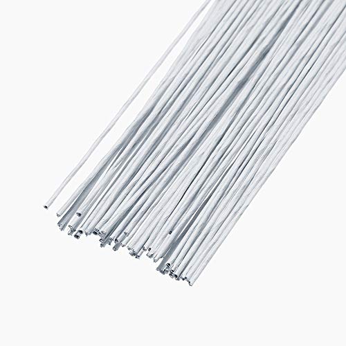 Image of CAKE DECOR White Floral Stem Wire for Artificial Flower Making - 22 Gauge, Flexible and Durable Craft Wire for Cake Decorating and Floral Arrangements