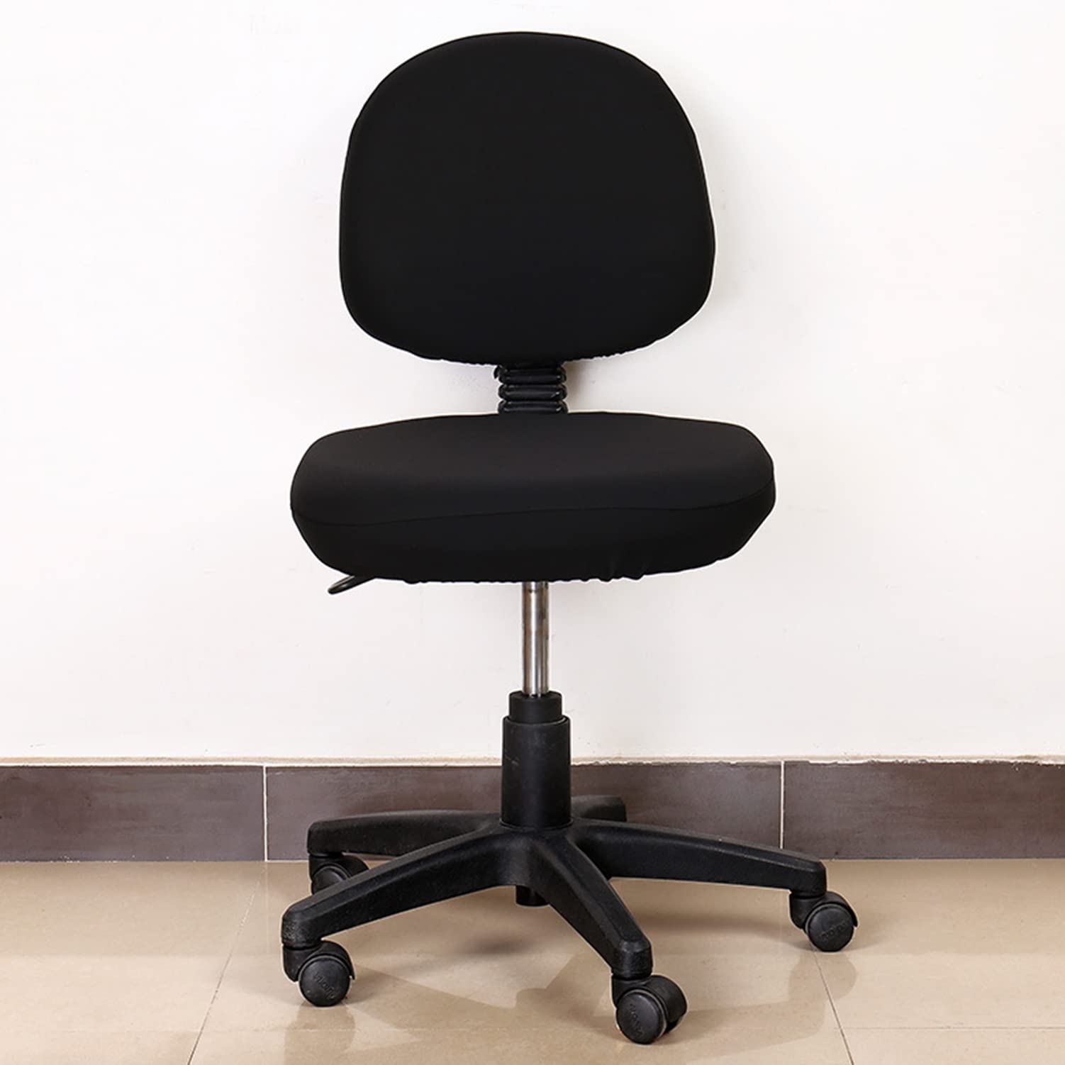 OBASDFD 2-Piece Stretch Chair Slipcover Set Removable Protector For Office Computer Desk Chairs(Black)