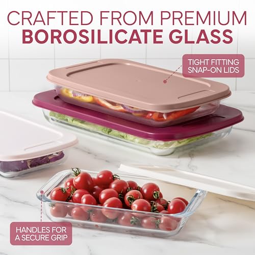 image for COOK WITH COLOR 8-Piece Deep Glass Baking Dish Set with Plastic Lids �