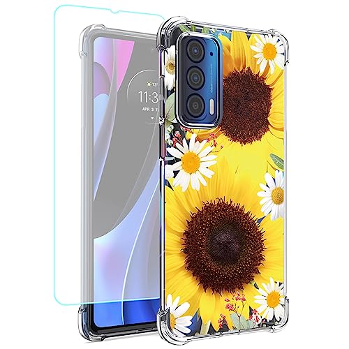 Coque Moto Edge 5G UW antichoc transparente motif fleur et verre trempé écran