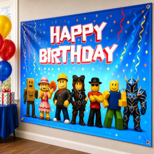 Image of Video Game Birthday Decorations Happy Birthday Banner for Boys 6x4ft Gaming Backdrop Gaming Birthday Party Decorations Video Game Backdrop for Kids Game Boys Birthday Party Decorations