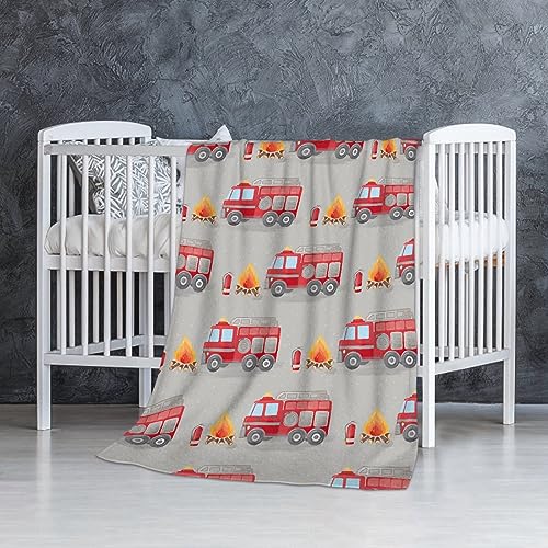Image of SUPERICH Fire Truck Fireman Baby Blanket Gifts Super Soft Swaddle Newborn Cozy Baby Receiving Blanket Stroller Throw Blanket for Crib 40x30 in forBaby/Puppy