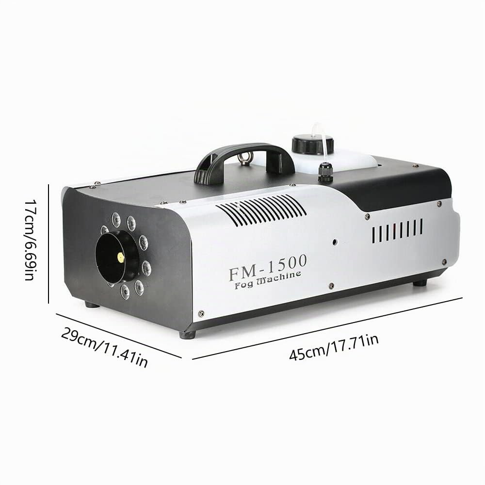 Machine à fumée, à effets, machine à fumée, 1500 W, avec télécommande, effets d'éclairage de scène, lampe LED DMX RVB, 53,5 x 31,5 x 25,5 cm