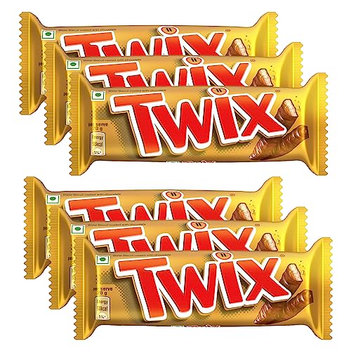 Image of Twix Caramel Cookie Chocolate Bar | Loaded with Soft Nougat, Chewy Caramel, & Crunchy Cookie | Premium Chocolate Pack for Sharing with Family & Friends | 50 grams | Pack of 6
