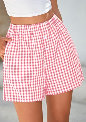 Image of PRETTYGARDEN Womens Summer Gingham Boxer Shorts