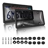 OKLPF Tinted License Plate Protector Cover with Black License Plate Frames Holder Combo Set,Smoked Bubble Design Covers License Plate Hider Shield Screws Included, 2 Pack, Black