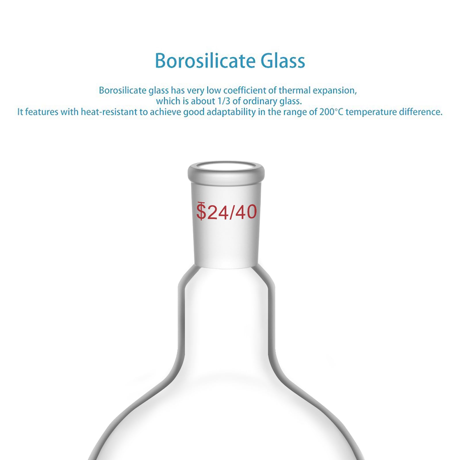 StonyLab Borosilicaté Verre Simple cou Fond plat Ébullition Flasque, Ballons de Laboratoire Single Neck Flat Bottom Boiling Flask avec 24/40 Standard Cône Joint Extérieur - 1000ml
