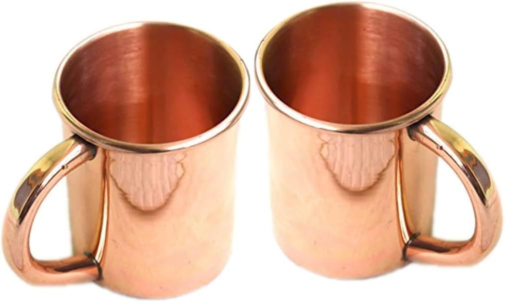 PARIJAT HANDICRAFT Set of 4 Copper Mini Moscow Mule Shot Mug Authentic and Solid Copper Moscow Mule mugs cups glasses