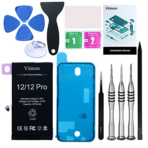 Viimon Battery Replacement Kits Compatible with iPhone 12 and iPhone 12 Pro 6.1 Inch (2022 New Upgraded) with Adhesive, Installation Manual and Repair Tool Kits