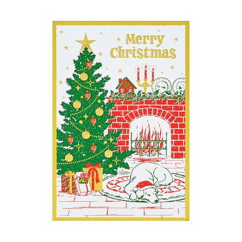 サンリオ(SANRIO) クリスマスカード ポストカード 暖炉の前にツリーとイヌ メッセージカード グリーティングカード JX 28-4 108146のサムネイル