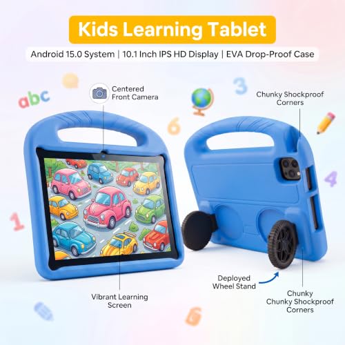 Image of Kids Tablet 10 inch,Android 15 Tablet with EVA Case(Blue)