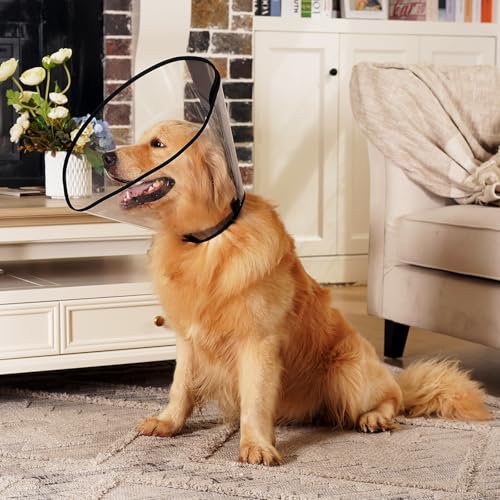 Dog-Cone-Collar-Transparent-Recovery-Cone-for-Large-Medium-Small-Dogs-Soft-Elizabethan-Collar-After-Surgery-to-Prevent-Licking-Wound-Enhanced-Visibility Dog Cone Collar Transparent Recovery Cone for Large Medium Small Dogs Soft Elizabethan Collar After Surgery to Prevent Licking Wound Enhanced Visibility