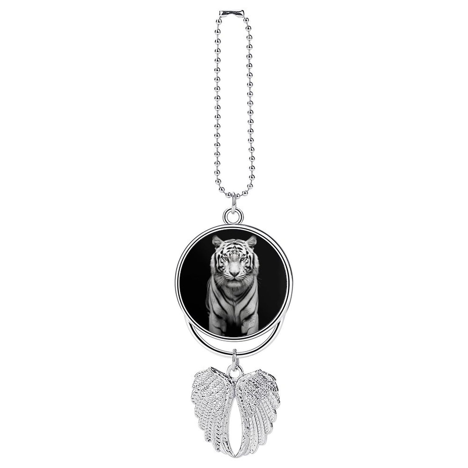 Black and White Tiger Car Charm Alloy Car Rear View Mirrors Hanging Ornaments Stylish Car Pendant Funny Auto Hanging Accessories Car Hanging Ornaments Gift for Women Men