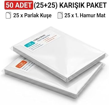 2 li paket Parlak Ku e ve Mat 1.Hamur Etiket Toplam 50 adet 25 Adet Parlak Ku e 25 Adet Mat 1.Hamur Etiket
