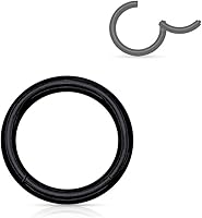 Vista 102 de Forbidden Body Jewelry - Piercing para la nariz de acero quirúrgico 316L con bisagra, 14G, 16G, 18G, diámetro de 15/64, 5/16, 25/64, 15/32 pulgadas