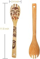 Vista 4 de Juego de 5 cucharas de madera para cocinar, cucharas de bambú talladas, accesorios de cocina para cocinar, utensilios de cocina, espátulas, regalos