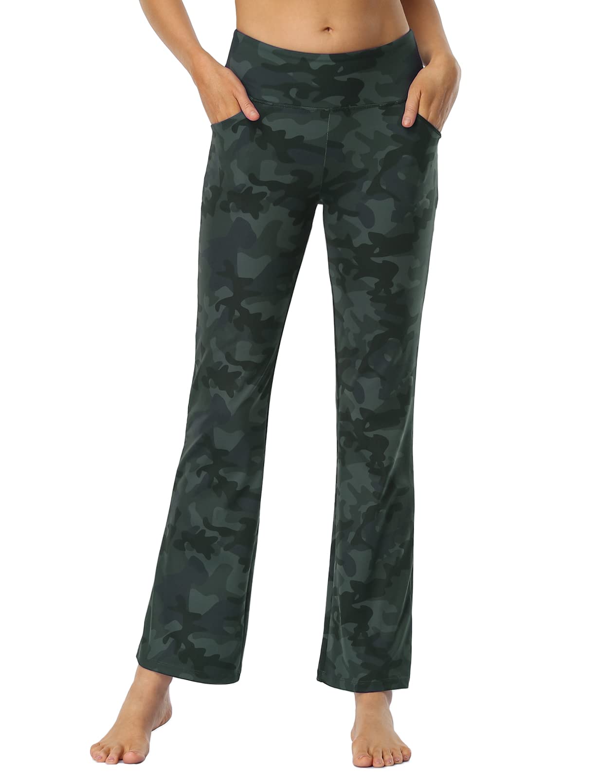 MOVE BEYOND Donna Pantaloni e Pinocchietti Bootleg da Yoga con 4 Tasche a Vita Alta Controllo di Pancia