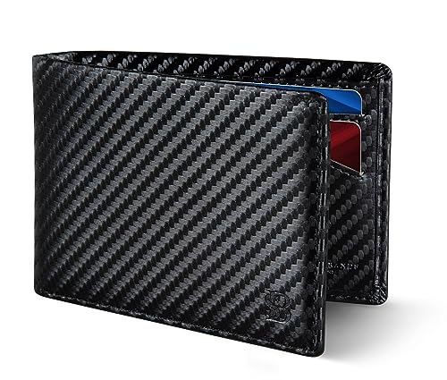 Image of SERMAN BRANDS Mens Slim Bifold Wallet RFID Blocking Minimalist Front Pocket Wallets for Men - Thin & Stylish, Modern Black Elite, Slim
