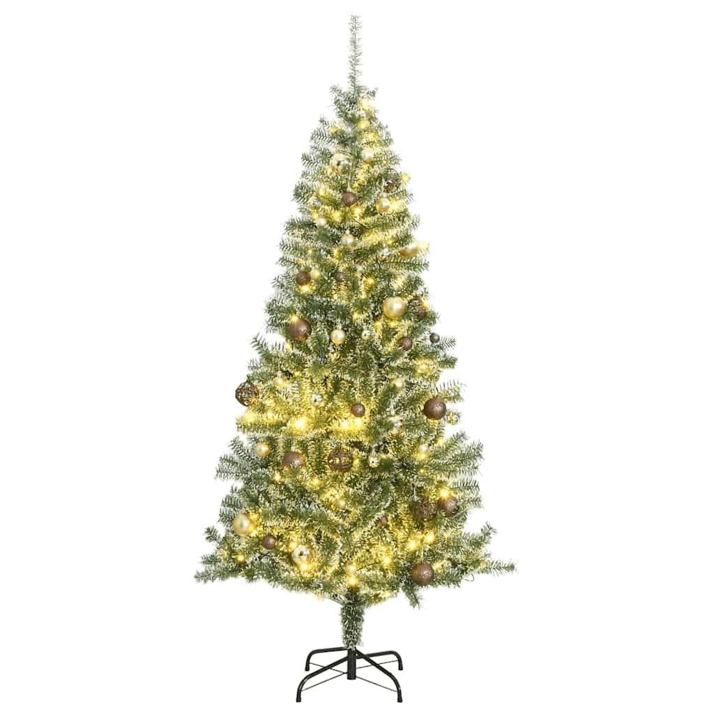 Árbol de Navidad elegante de 210 cm con luces LED integradas y acabado nevado de alta densidad