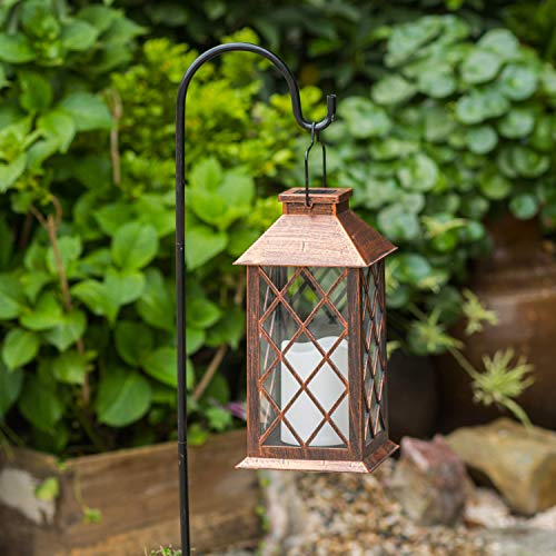 [Set of 2] TAKE ME Solar Lantern,Outdoor Garden Hanging Lantern-Waterproof LED Flickering Flameless Candle Mission Lights for Table,Outdoor,Party