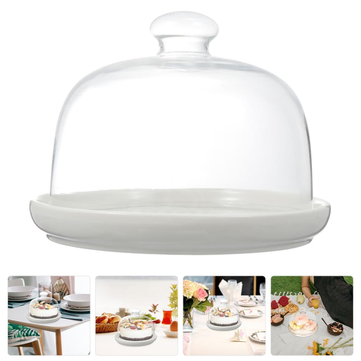 Abaodam 10 Zoll Glas Kuchenplatte mit Deckel für Torten und Gebäck Transparente Servierplatte für Party und Buffet Robustes Backzubehör für Kuchenpräsentation