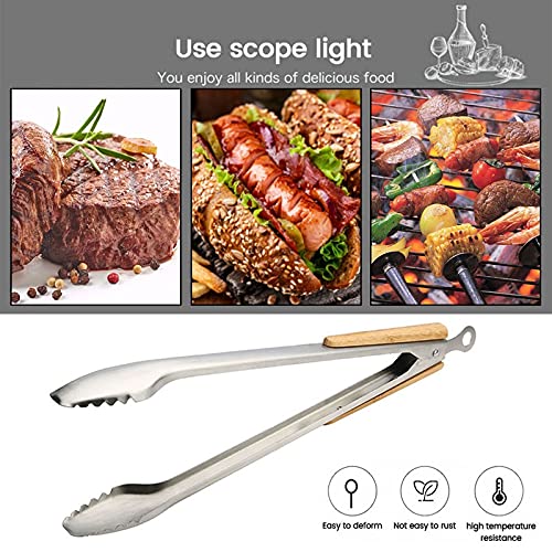 Pinzas para Bolsas de Barbacoa, 1 Pieza, Mango de Madera, Pinzas para Barbacoa, Pinzas para Servir Pan y Ensalada, Pinzas para cocinar, Accesorios de Cocina