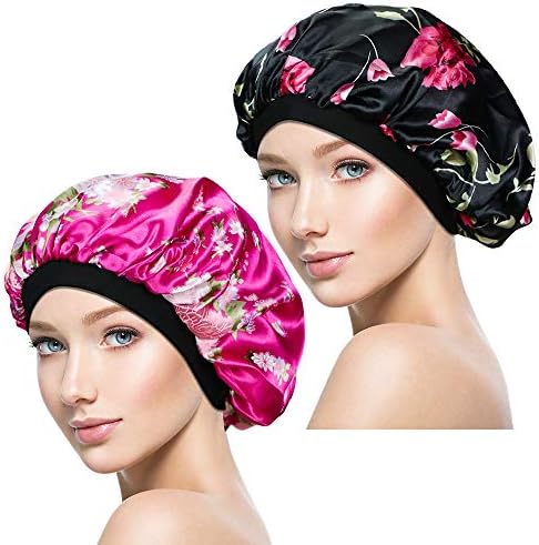 2 Pieces Soft Sleep Cap – Night Satin Bonnet with Wide Premium Elastic Band for Women
