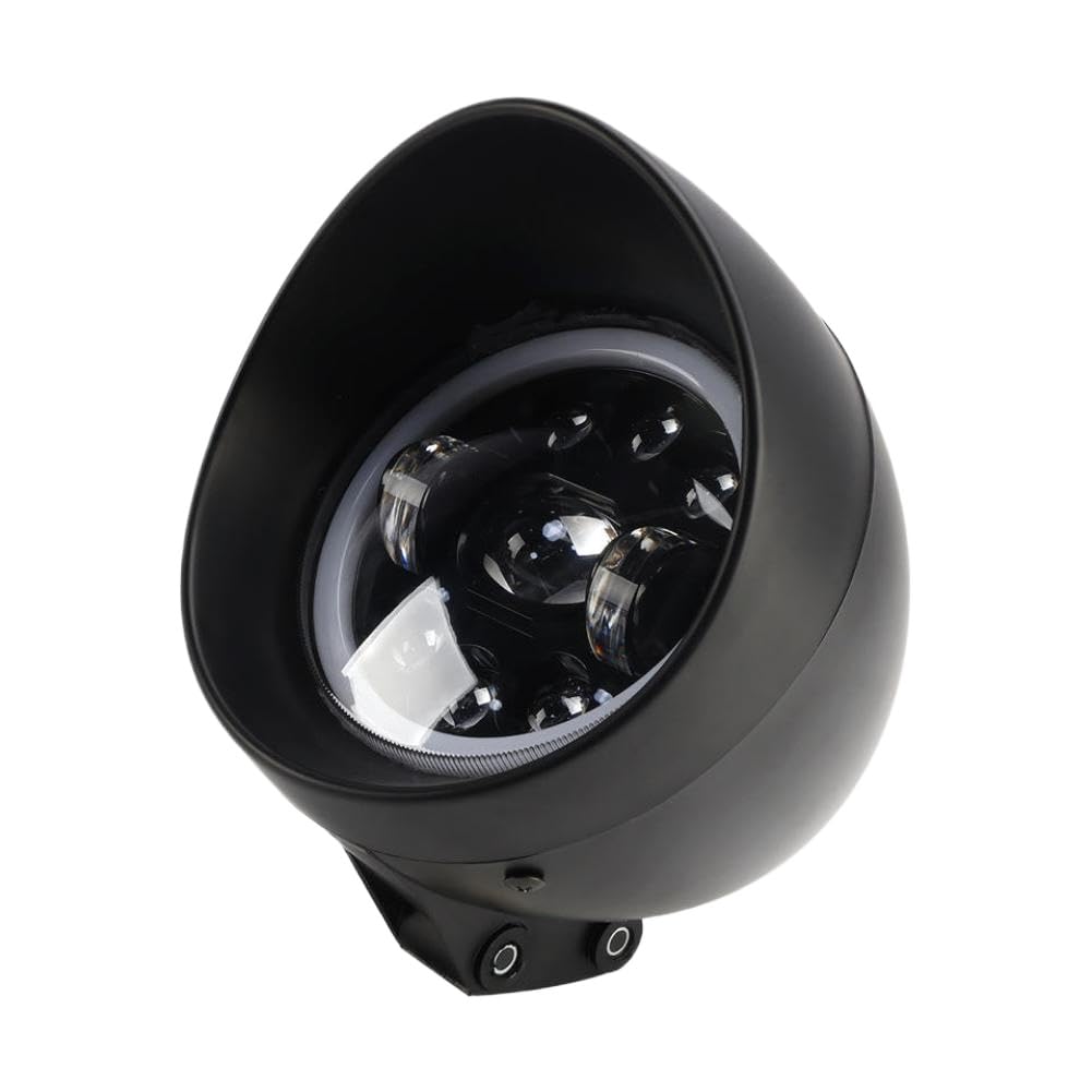 9-Bulbs Beam Headlight Fog Lamp Compatible with Racer Bobber Chopper(Black)