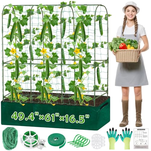 ROADPLUM Cucumber Trellis for Climbing Plants with Grow...