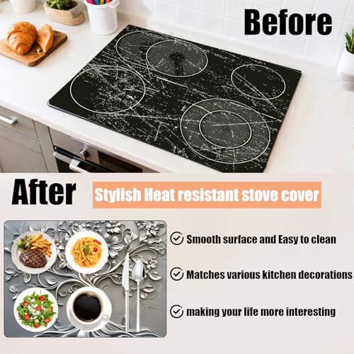 Image of Anti-Slip Electric Stove Top Cover, Foldable Heat-Resistant Glass Stove Top Cover Protector, Multi-Scenario Use Dish Drying Mat 30 inchx21 inch