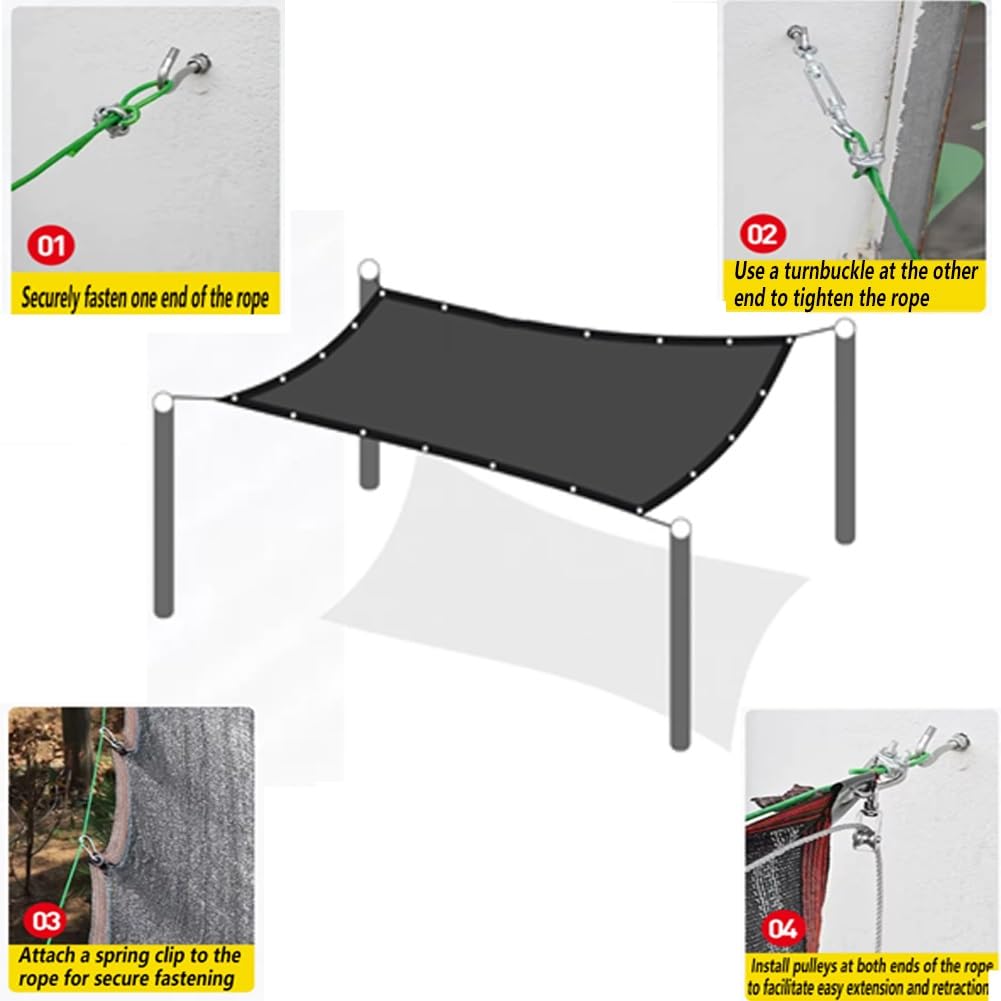 GRRICEPL Rete Ombreggiante al 50% Nera, Telo A Rete per Piante da Giardino E Serre, Rete Parasole per Piante da Patio, Serre, Cucce per Cani, Portici E Pergolati(3x19 m/9.8x62.3ft)