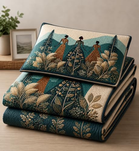 Image of Rosealia Bedsheet Set with 7D Digital Prints, Cotton Feel, Queen Size, 90x100 Inches, 1 Bedsheet and 2 Pillow Covers (Design 6)