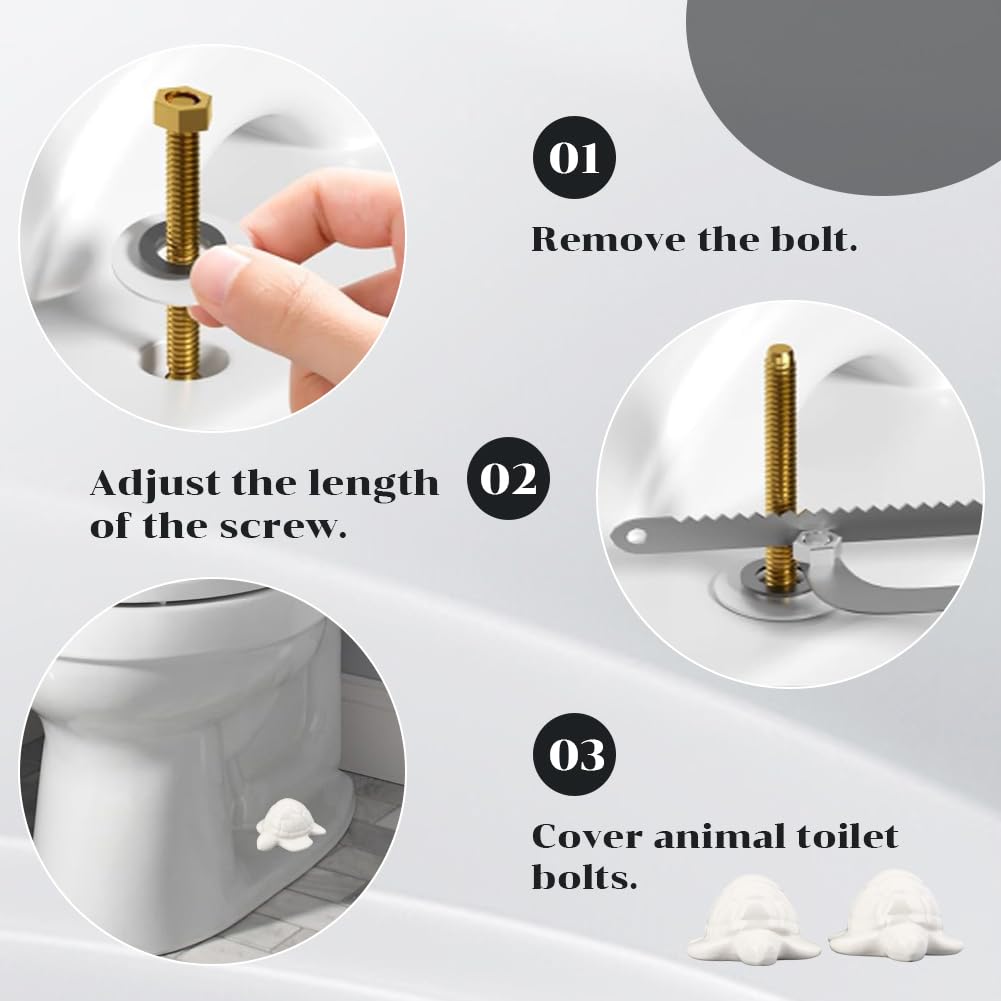 CREATCABIN 2 Pack Turtle Toilet Caps Ceramic Toilet Bolt Cover White Coastal Sea Ocean Beach Animals Bathroom Knob Cover Ornament Decor for House Home Bathroom Lavatory Bowl Screws Accessories - Image 4