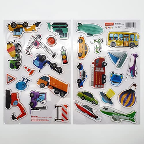 Walplus 28 Pieces Gel Clings Window Gel Clings Decals Stickers For Kids Toddlers Window Stickers Window Clings Removable Reusable Nursery Room Classroom Party Supplies Construction And City Transport #TOP1