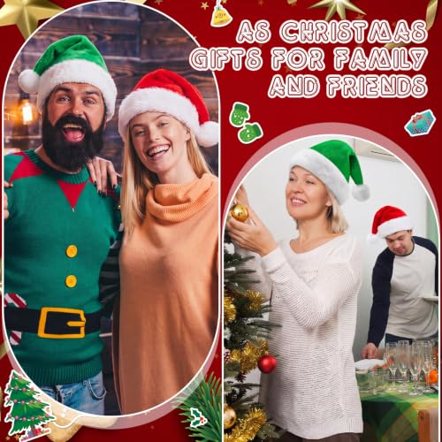 Image of Vicenpal 20 Pcs Santa Hats Bulk for Adults, Red and Green, Classic
