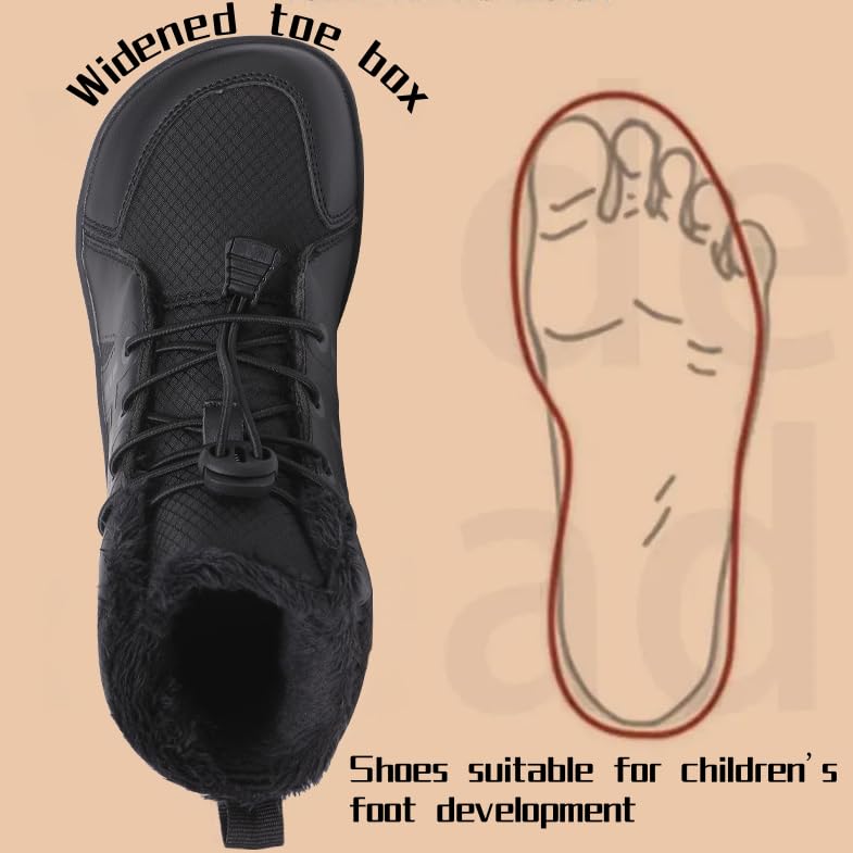 Kids Barefoot Snow Boots for Winter Anti-Slip Minimalist High Top Snow Boots Toddler/Little/Big Kids Wide Toe Box Hiking Boots Zero Drop Sole2